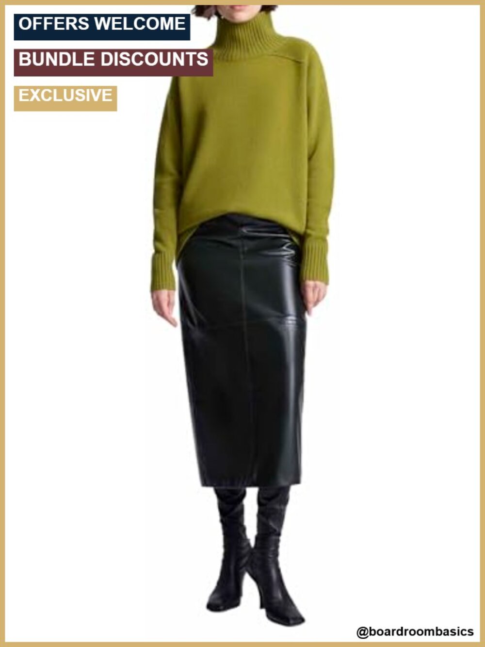Genuine Lamb Leather Midi Skirt for Work Low Rise Zipper Closure